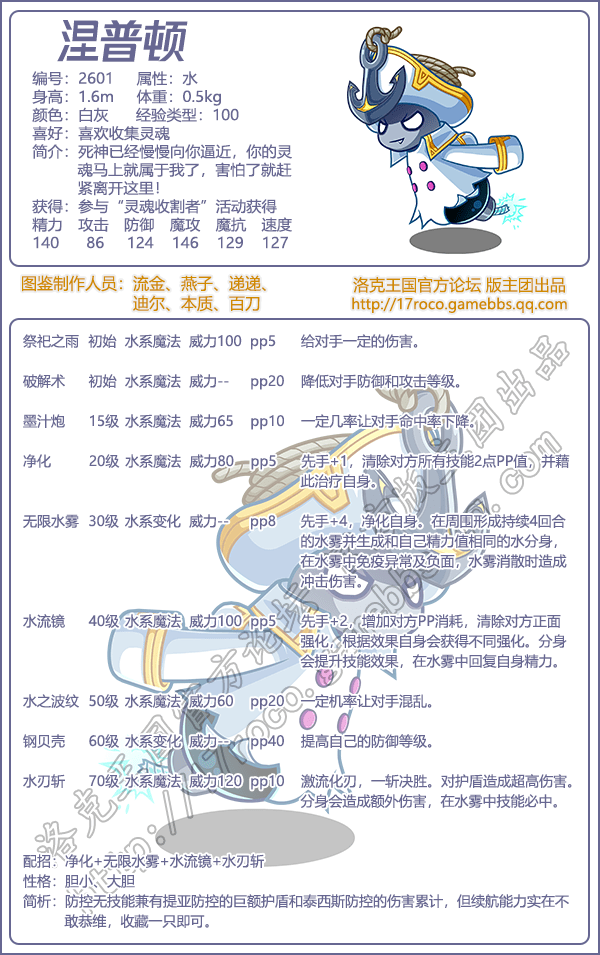 洛克王国涅普顿技能表图鉴